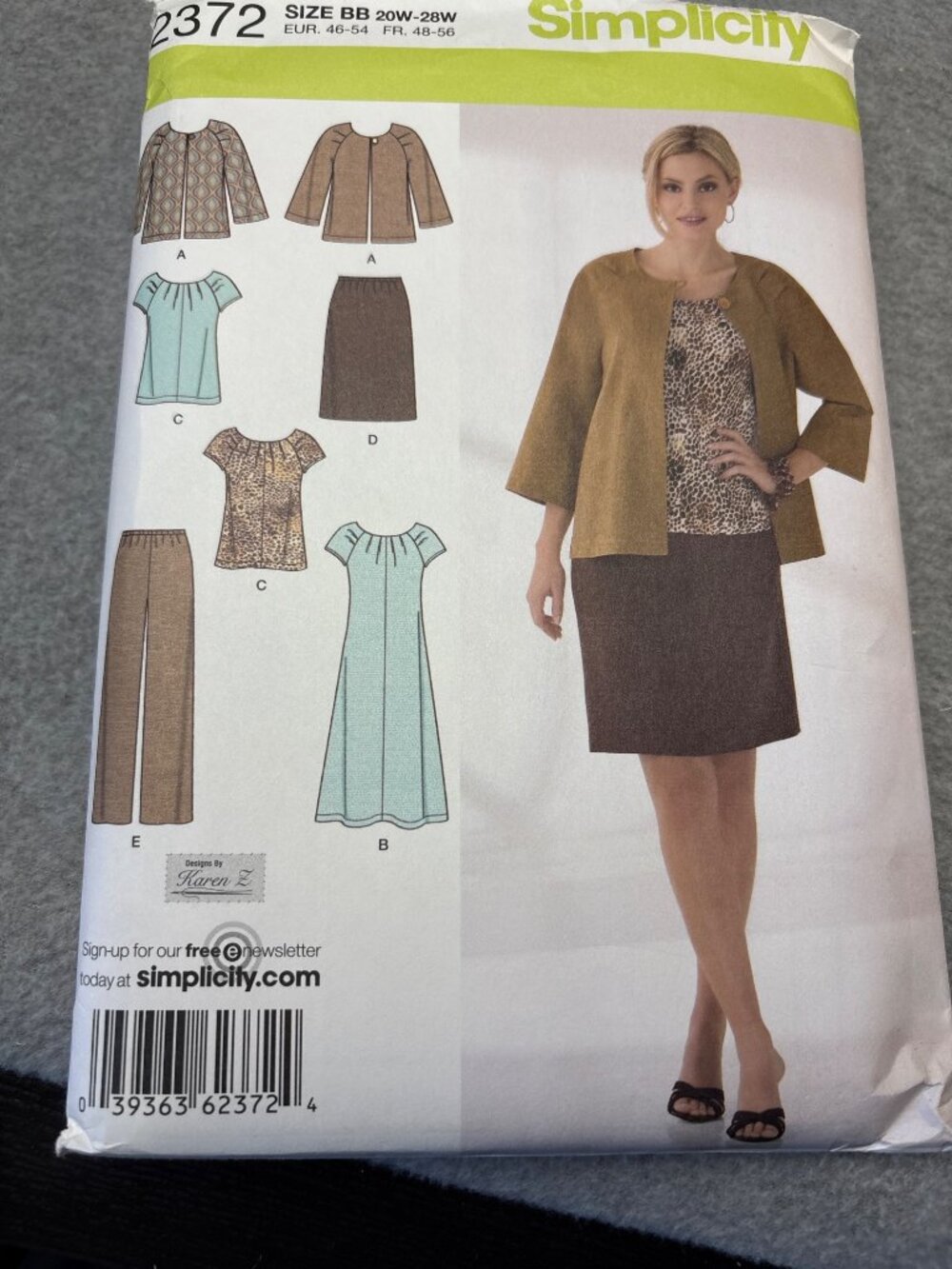 Simplicity 2372 Sewing Pattern Shirt Pant Dress Jacket Size 20W 22W 24W 26W 28W